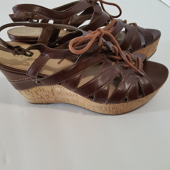 VTG Guess Lace up Cork Platform Heels 9/9.5 - Picture 5 of 7